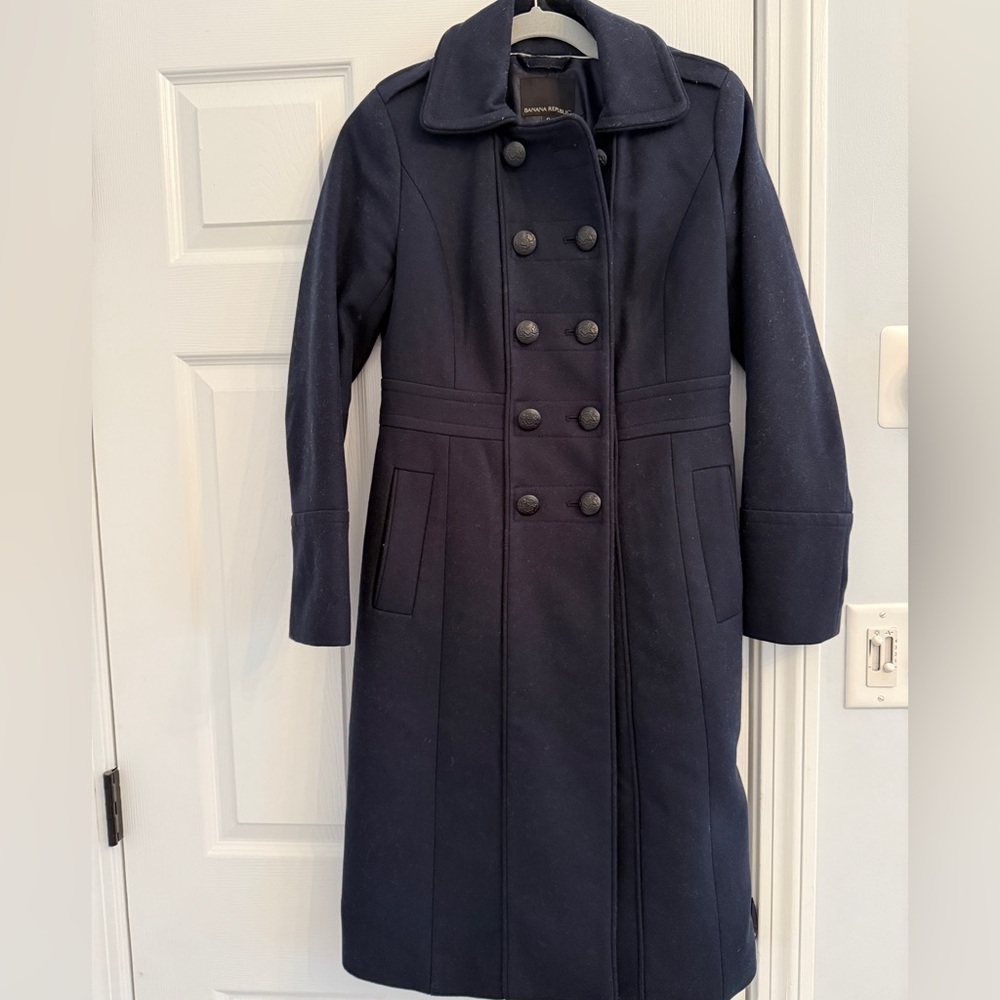 Banana Republic Italian Melton Military Coat
Navy Blue